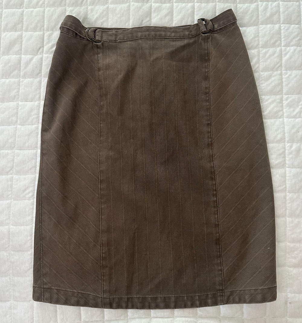 Peruvian Connection Skirt Womens 8 Brown Straight Cotton Blend Minimalist Boho